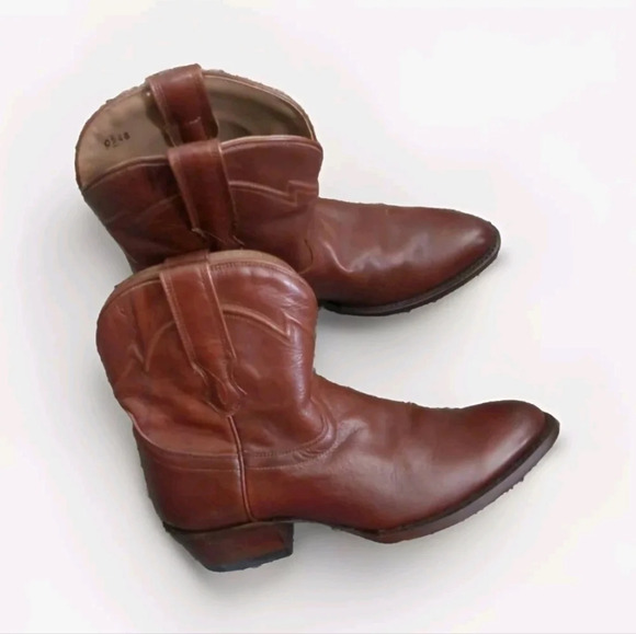 Cuero Leather boots-size 8.5 Cognac Brown 8.5 western pointed toe ankle boots - Picture 1 of 8